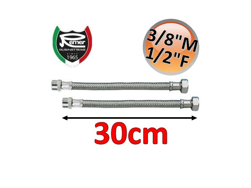 Coppia tubi flessibili acqua FLEXITALY 30cm - 3/8 maschio 1/2 femmina