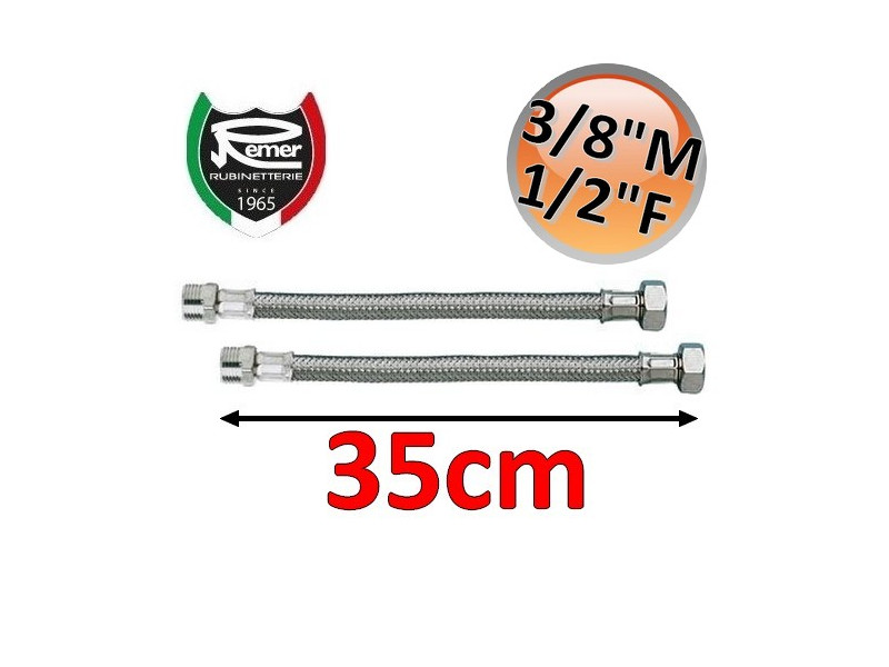 Coppia tubi flessibili acqua FLEXITALY 35cm - 3/8 maschio 1/2 femmina