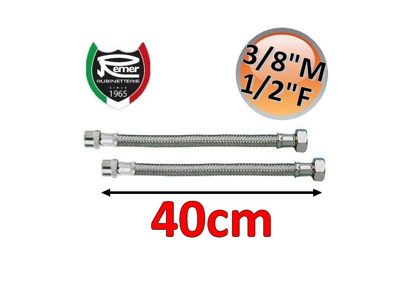 Coppia tubi flessibili acqua FLEXITALY 40cm - 3/8 maschio 1/2 femmina