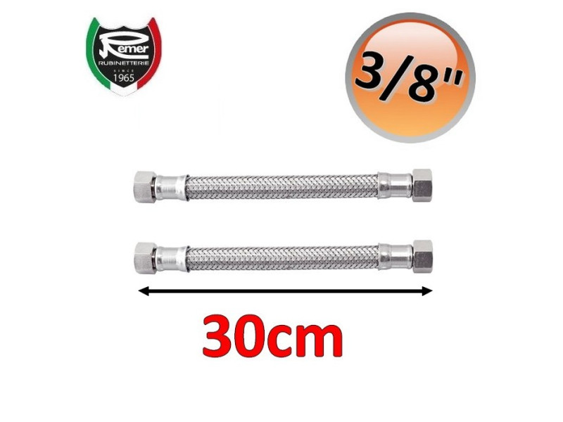 Coppia tubi flessibili acqua FLEXITALY 30cm - 3/8 femmina femmina