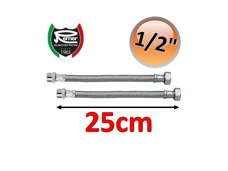 Coppia tubi flessibili acqua FLEXITALY 25cm - 1/2 maschio femmina
