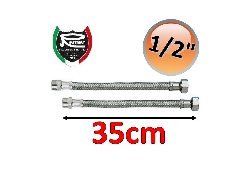 Coppia tubi flessibili acqua FLEXITALY 35cm - 1/2 maschio femmina