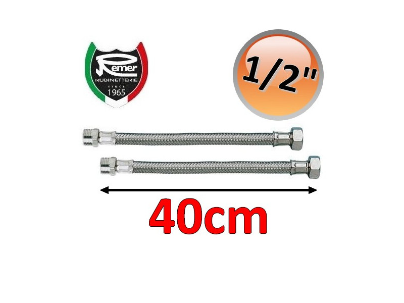Coppia tubi flessibili acqua FLEXITALY 40cm - 1/2 maschio femmina