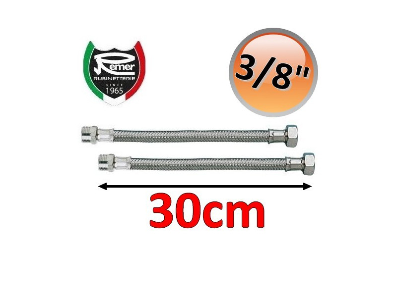 Coppia tubi flessibili acqua FLEXITALY 30cm - 3/8 maschio femmina