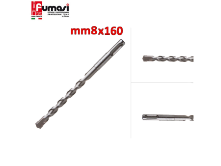 Punta trapano e martello SDS-PLUS mm 8 X 160 per calcestruzzo e muratura