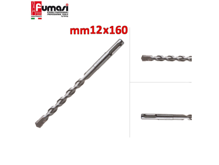 Punta trapano e martello SDS-PLUS mm 12 X 160 per calcestruzzo e muratura