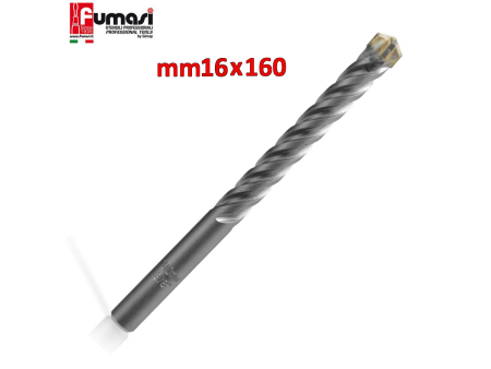 Punta trapano e martello SDS-PLUS mm 16 X 160 per calcestruzzo e muratura con 4 tagli e 4 eliche