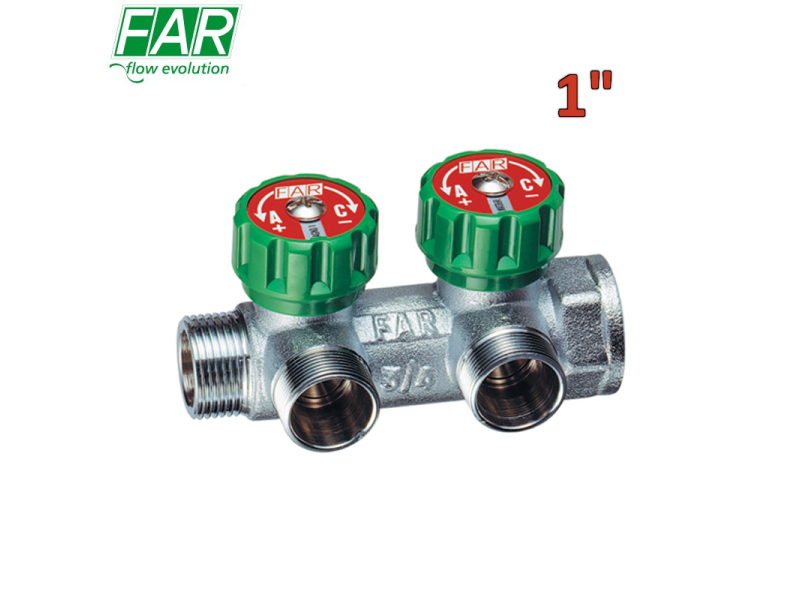 3825 - collettore 1'' a 2 vie multifar con rubinetti d'arresto - FAR