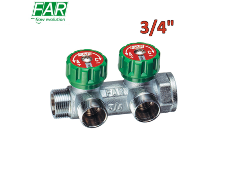 3825 - collettore 3/4'' a 2 vie multifar con rubinetti d'arresto - FAR