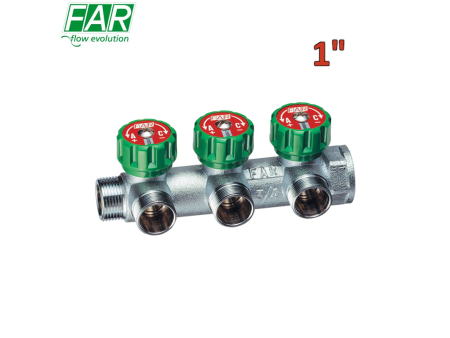 3850 - collettore 1'' a 3 vie multifar con rubinetti d'arresto - FAR