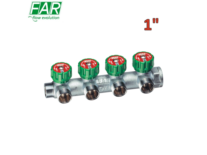 3825 - collettore 1'' a 4 vie multifar con rubinetti d'arresto - FAR