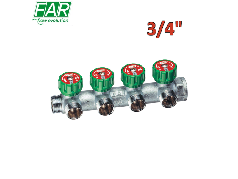 3825 - collettore 3/4'' a 4 vie multifar con rubinetti d'arresto - FAR