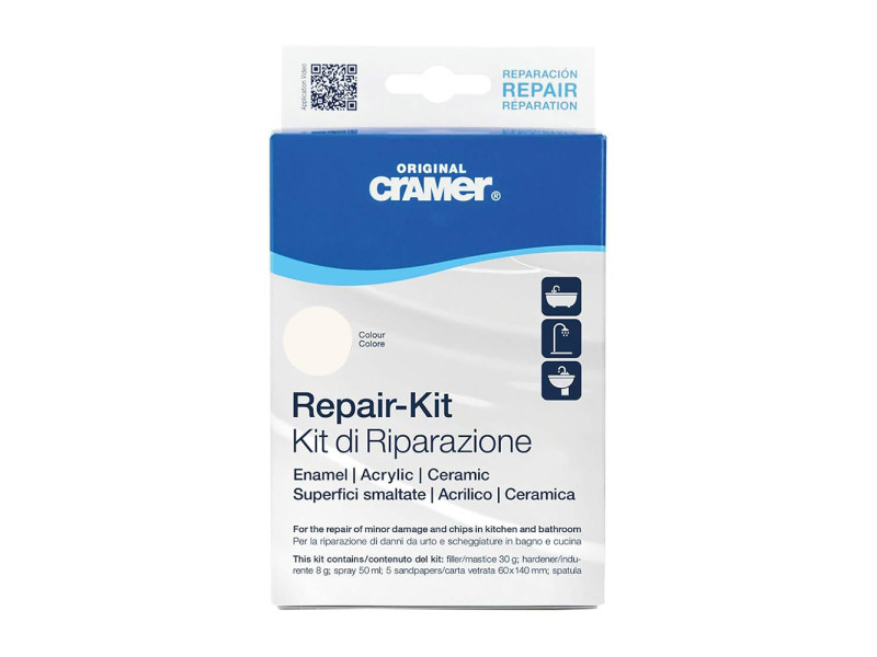 Cramer - kit riparazione ceramica sanitari vasche smaltate acrilico BIANCO EUROPEO ALPINO